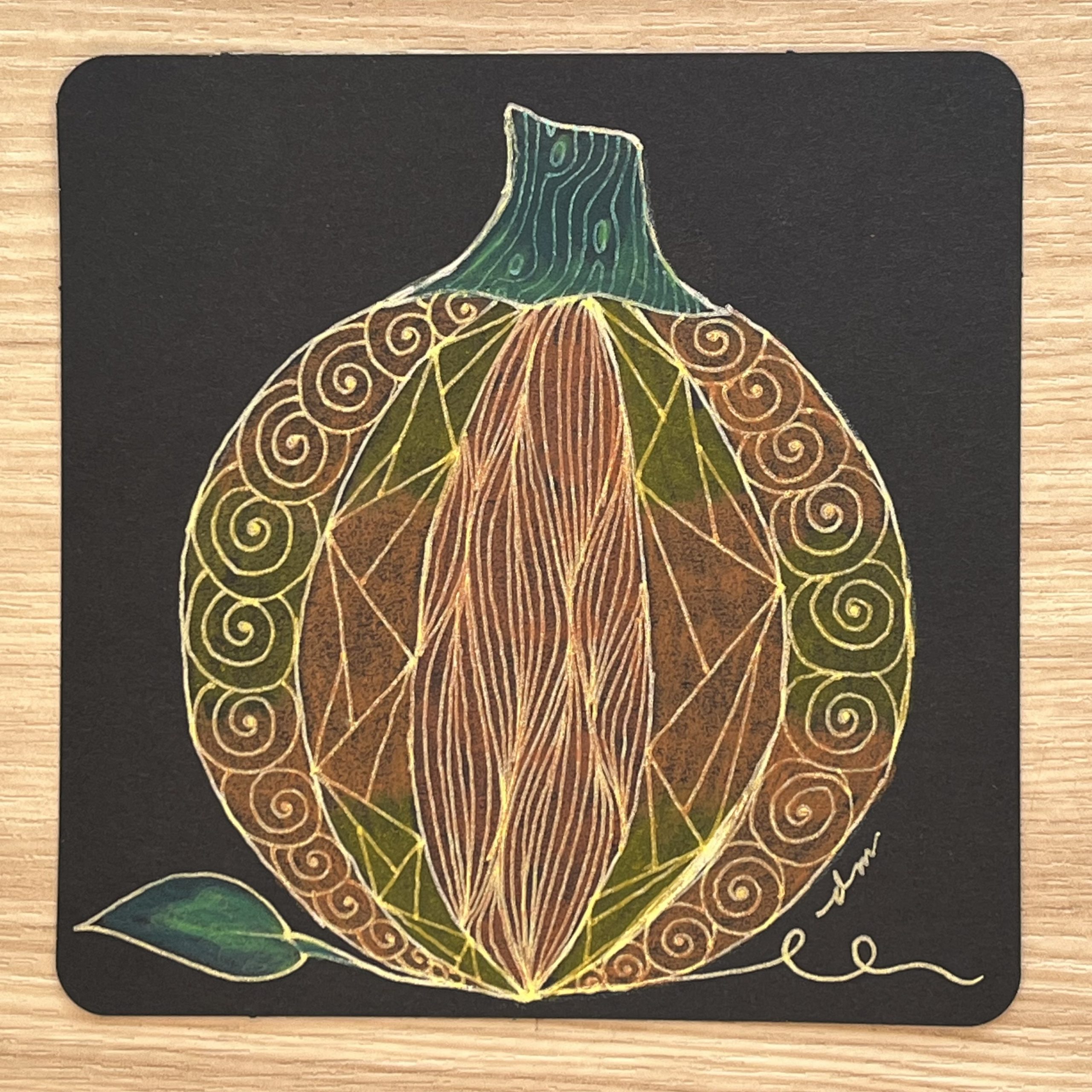 Live Zentangle Class (Afternoon): Gold Pumpkin on Black