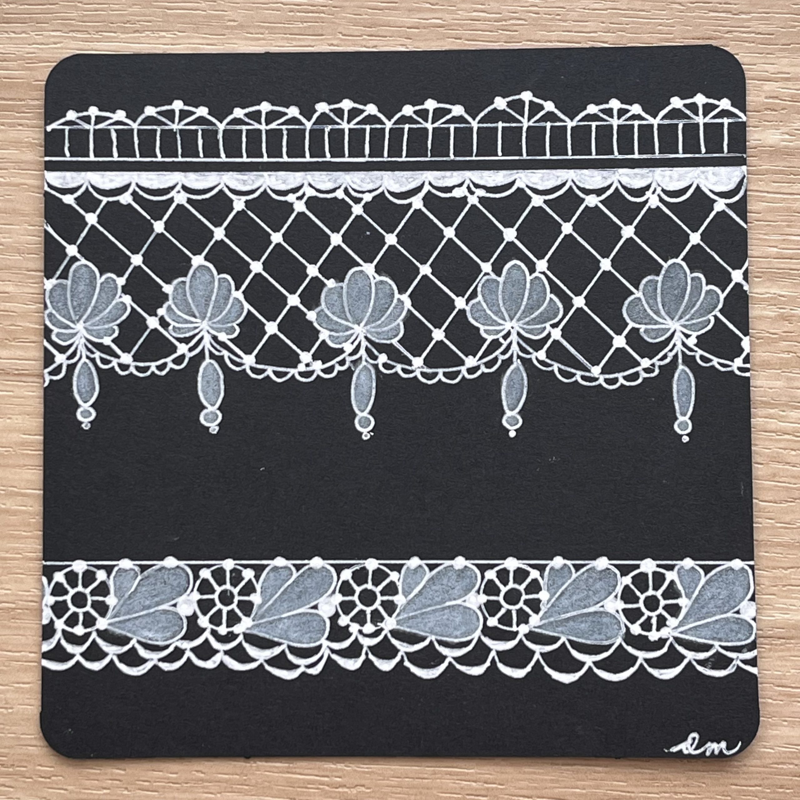 Live Zentangle Class (Evening): White Lace on Black